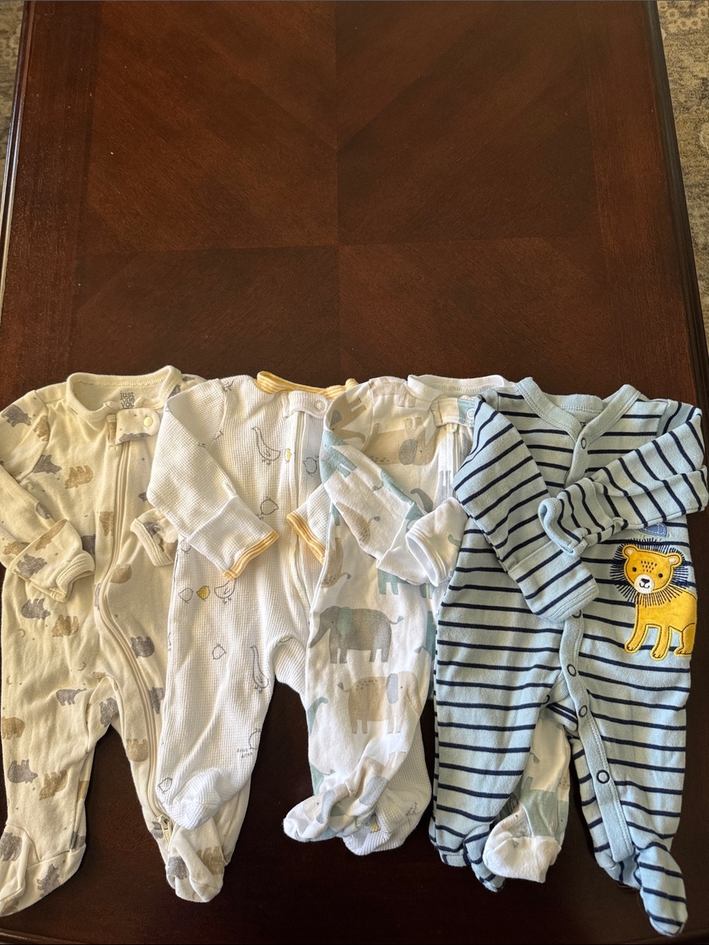 Carter's Blue Striped Lion Footed One-Piece